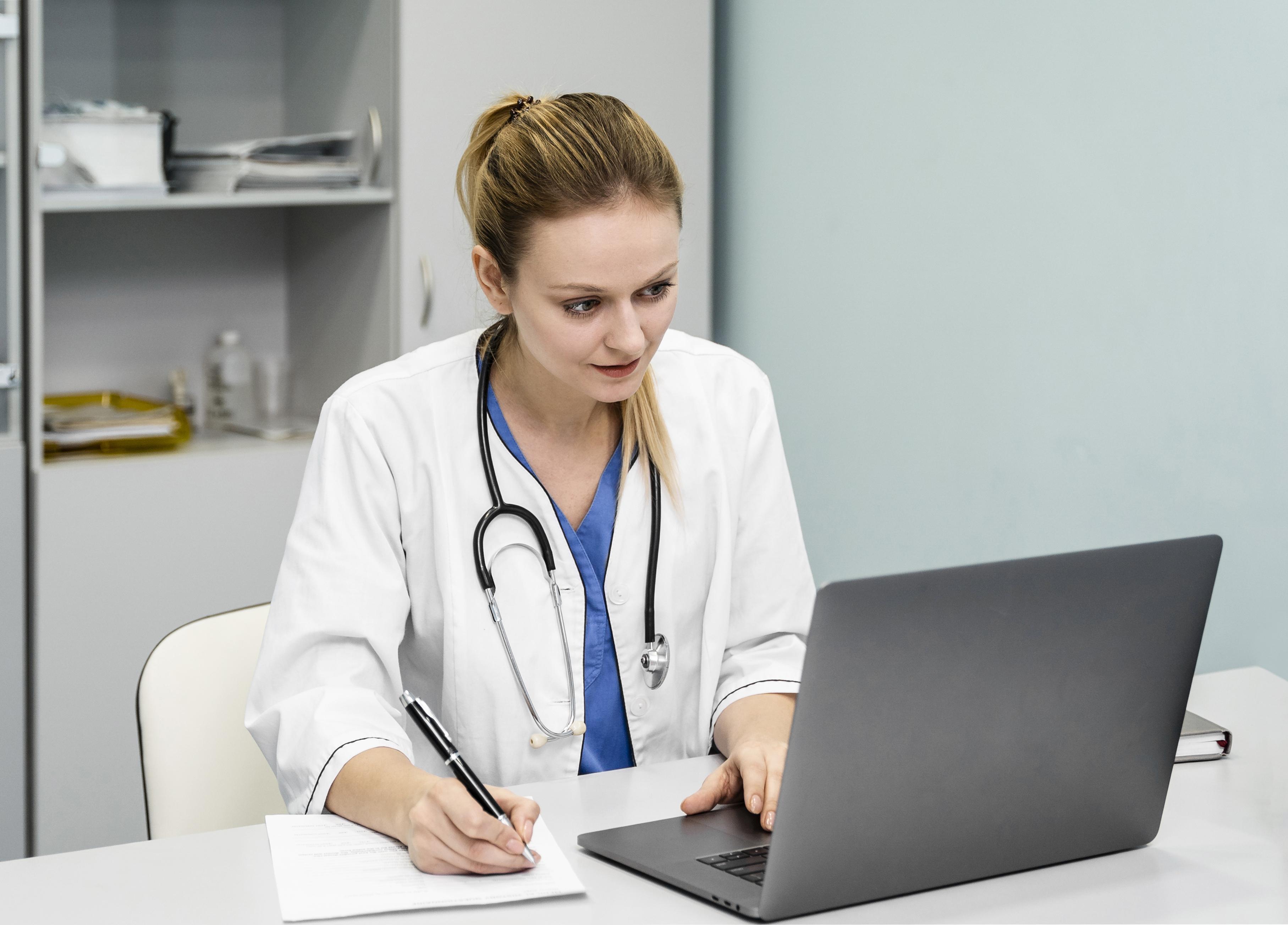 Medical billing specialist reviewing claims